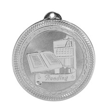 2" Silver Reading Laserable BriteLazer Medal