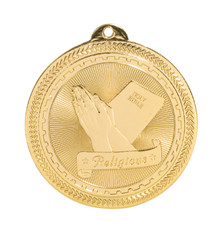 2" Gold Religious Laserable BriteLazer Medal