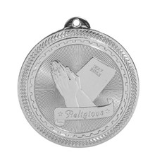 2" Silver Religious Laserable BriteLazer Medal
