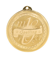 2" Gold Spelling Laserable BriteLazer Medal