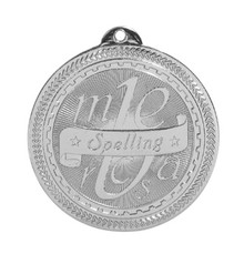 2" Silver Spelling Laserable BriteLazer Medal