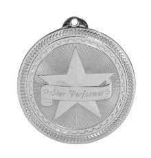 2" Silver Star Performer Laserable BriteLazer Medal