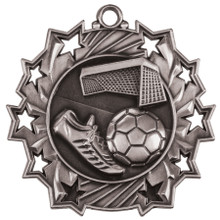 2 1/4" Silver Soccer Ten Star Medal