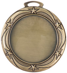 2 3/4" Antique Gold Star 2" Insert Holder Medal