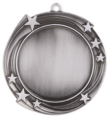 2 3/4" Antique Silver Swirling Star 2" Insert Holder Medal