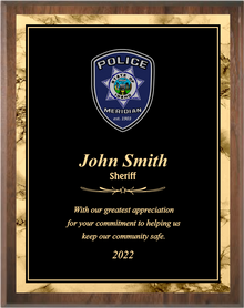 Black/Gold Plate, Walnut Premier Plaque