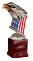 8 1/2" Eagle Head and Flag on Resin Base