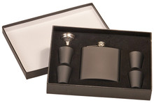 3 oz. Matte Black Flask Set in Black Presentation Box