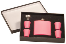 6 oz. Matte Pink Flask Set in Black Presentation Box