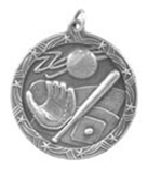 1 3/4" Silver Baseball Shooting Star Medal