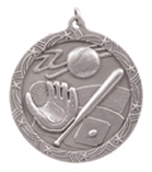 2 1/2" Silver Baseball Shooting Star Medal
