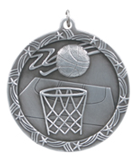 2 1/2" Silver Basketball Shooting Star Medal