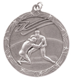 2 1/2" Silver Wrestling Shooting Star Medal