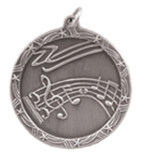 1 3/4" Silver Music Shooting Star Medal