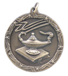 1 3/4" Gold Lamp of Knowledge Shooting Star Medal