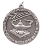 1 3/4" Silver Lamp of Knowledge Shooting Star Medal