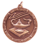 1 3/4" Bronze Lamp of Knowledge Shooting Star Medal