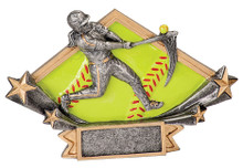 4 1/4" x 6 1/4" Female Softball Diamond Star Resin