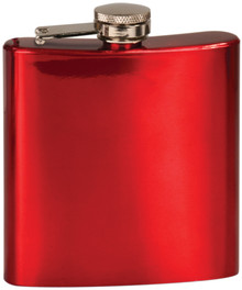 6 oz. Gloss Red Stainless Steel Flask