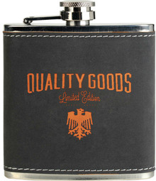 6 oz. Dark Gray/Orange Stainless Steel Flask