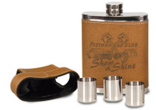 7 oz. Leather Flask with Lid & 3 Shot Glasses