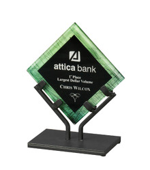 7 1/2" Green Galaxy Acrylic Plaque with Iron Stand