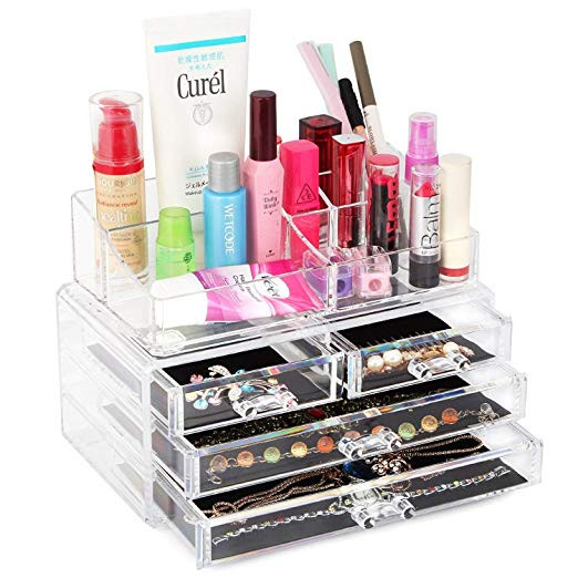 Acrylic Jewelry And Cosmetic Makeup Storage Display Case Box For