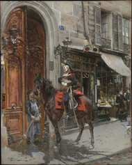 The Dispatch-Bearer 1879 A Horse in Paris by Giovanni Boldini Framed Print on Canvas
