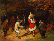 His Majesty Receives 1885 Fox and Rabbits by William Holbrook Beard Framed Print on Canvas
