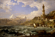 The Coast of Genoa 1854 by Jasper Francis Cropsey Framed Print on Canvas