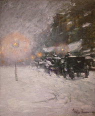 Winter, Midnight 1894 by Childe Hassam Framed Print on Canvas