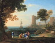 Coast View with the Abduction of Europa 1645 by Claude Lorrain Framed Print on Canvas