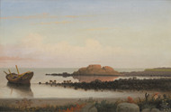 Brace's Rock, Eastern Point 1864 by Fitz Hugh Lane Framed Print on Canvas