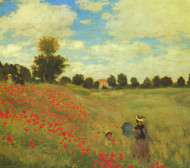 Poppy Fields by Claude Monet Framed Print on Canvas