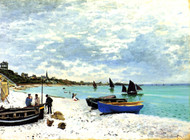 On the beach at Sainte Adresse by Claude Monet Framed Print on Canvas