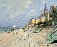 Beach at Trouville by Claude Monet Framed Print on Canvas
