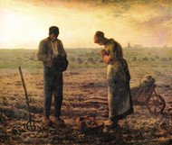 Angelus bell by Jean-Francois Millet Framed Print on Canvas