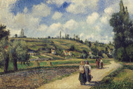 Landscape near Pontoise, the Auvers Road, 1881 by Camille Pissarro Framed Print on Canvas