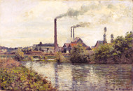 The Factory at Pontoise 1873 by Camille Pissarro Framed Print on Canvas