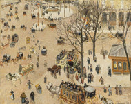 La Place due Theatre Francais 1898 by Camille Pissarro Framed Print on Canvas