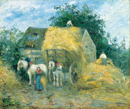 The Hay Cart, Montfoucault 1879 by Camille Pissarro Framed Print on Canvas
