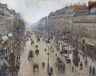 Boulevard Montmartre, morning, cloudy weather 1897 by Camille Pissarro Framed Print on Canvas