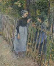 Conversation 1881 by Camille Pissarro Framed Print on Canvas