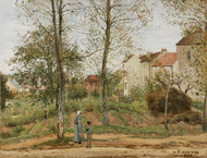Houses at Bougival Autumn 1870 by Camille Pissarro Framed Print on Canvas