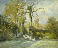 The Goose Girl at Montfoucault (White Frost) 1875 by Camille Pissarro Framed Print on Canvas
