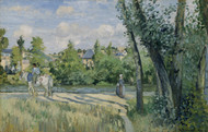 Sunlight on the Road, Pontoise 1874 by Camille Pissarro Framed Print on Canvas