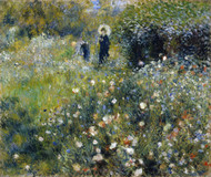 Woman with a Parasol in a Garden 1875 by Pierre-Auguste Renoir Framed Print on Canvas