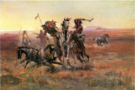 When Blackfeet and Sioux Meet by Charles M Russell Framed Print on Canvas