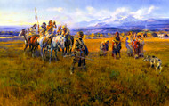Lewis and Clark Reach Shoshone Camp Led by Charles M Russell Framed Print on Canvas