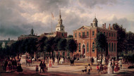 Independence Hall in Philadelphia by Ferdinand Richardt Framed Print on Canvas